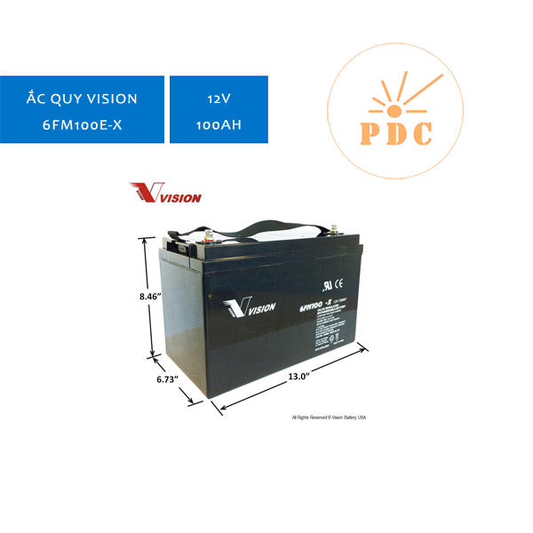 Ắc quy Vision 6FM100E-X 12V 100Ah