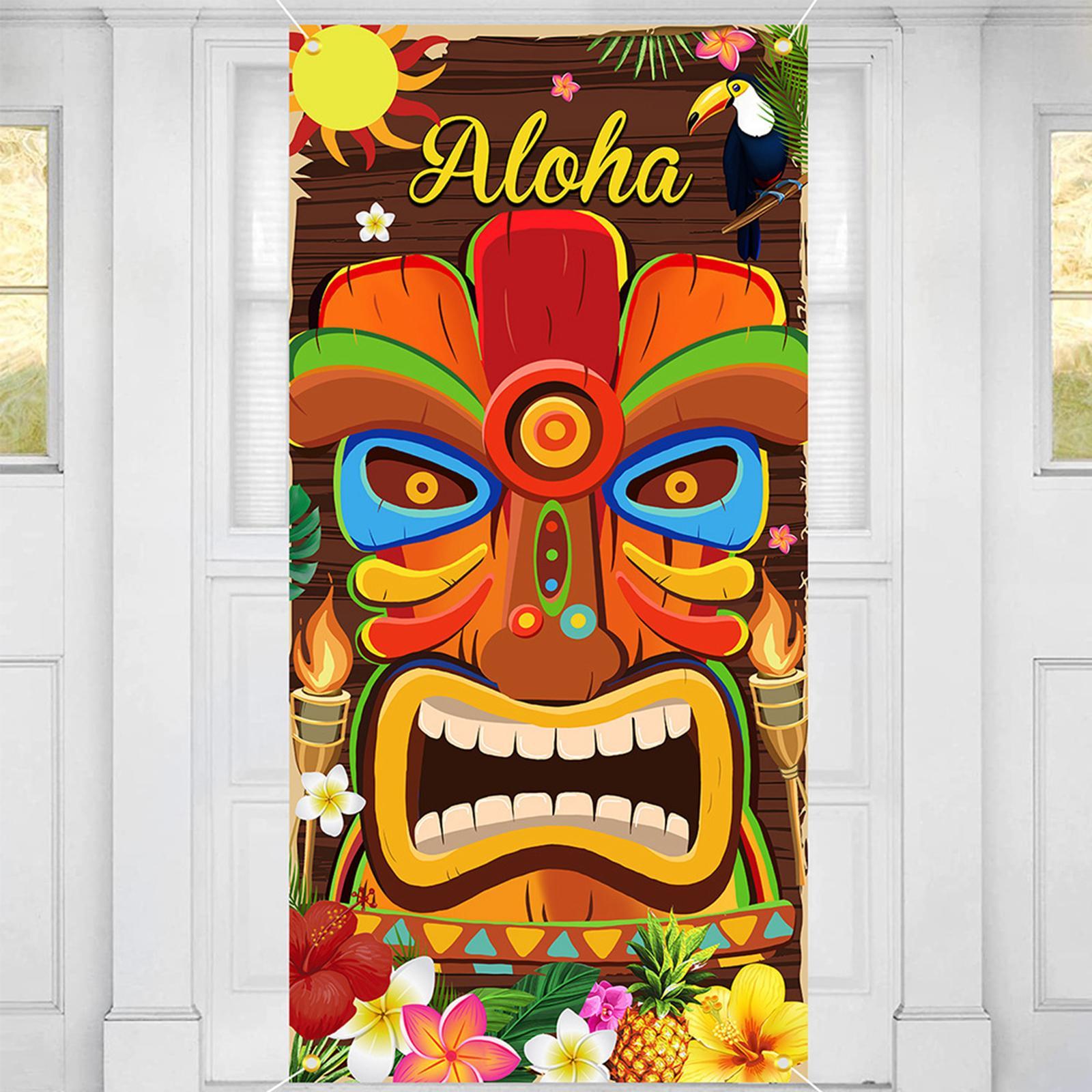 Aloha Party Backdrop Luau Party Decoration Carnival Reusable Background Door Porch Signs Summer Aloha Party Banner for Tropical Beach