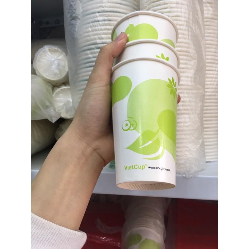 100 cốc giấy 350ml kèm nắp