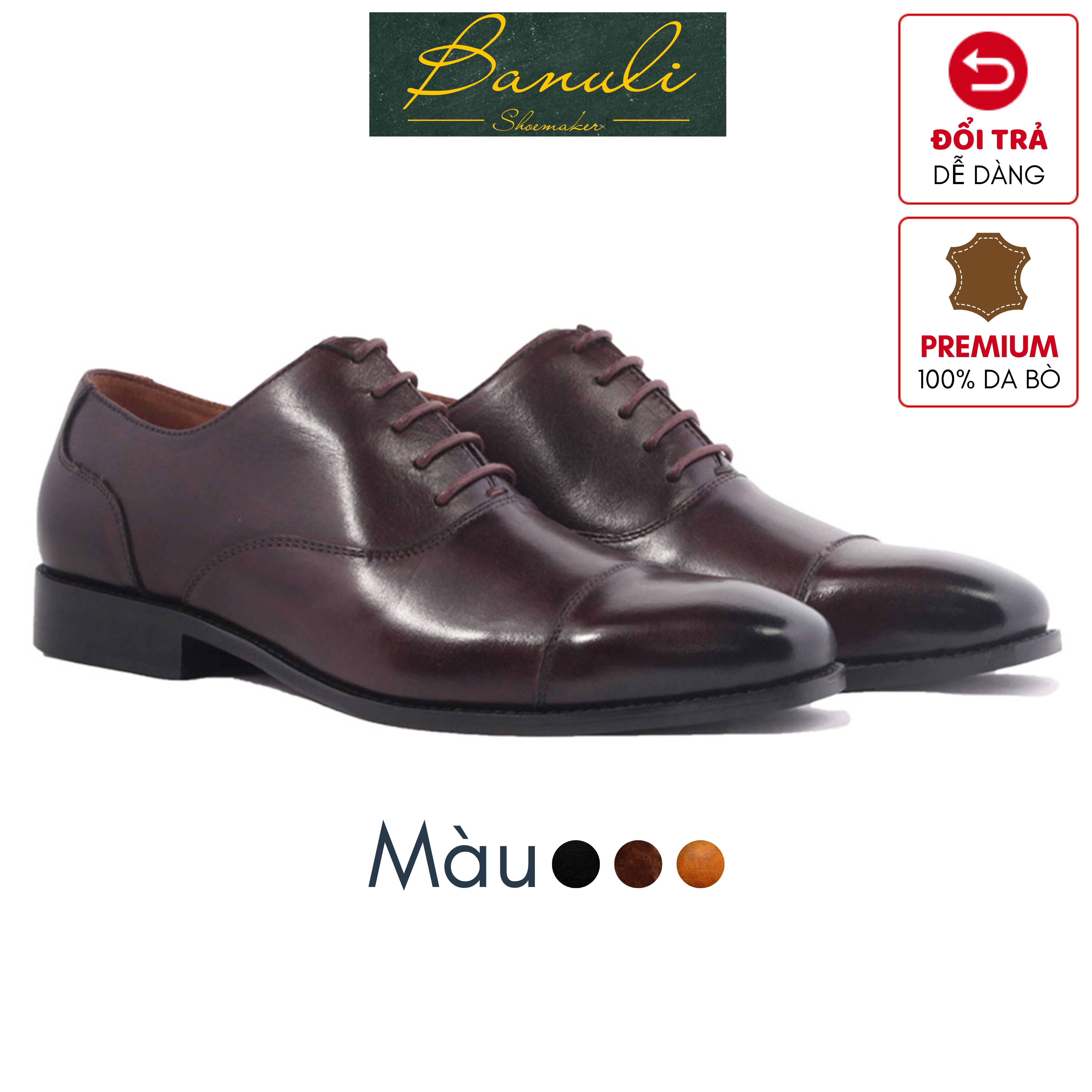 Giày Tây Công Sở Banuli Nam Cap Toe Oxford H1CO1M0