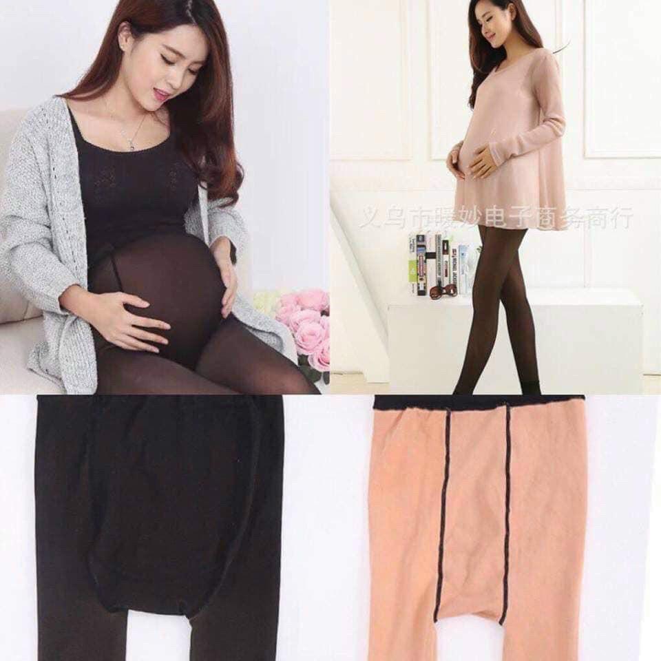 Quần Tất Bầu Đen Cotton 3D  Dẻo Dai, Giữ Nhiệt Tốt, Có Chun Rút Điều Chỉnh Độ Rộng Ở Vùng Bụng