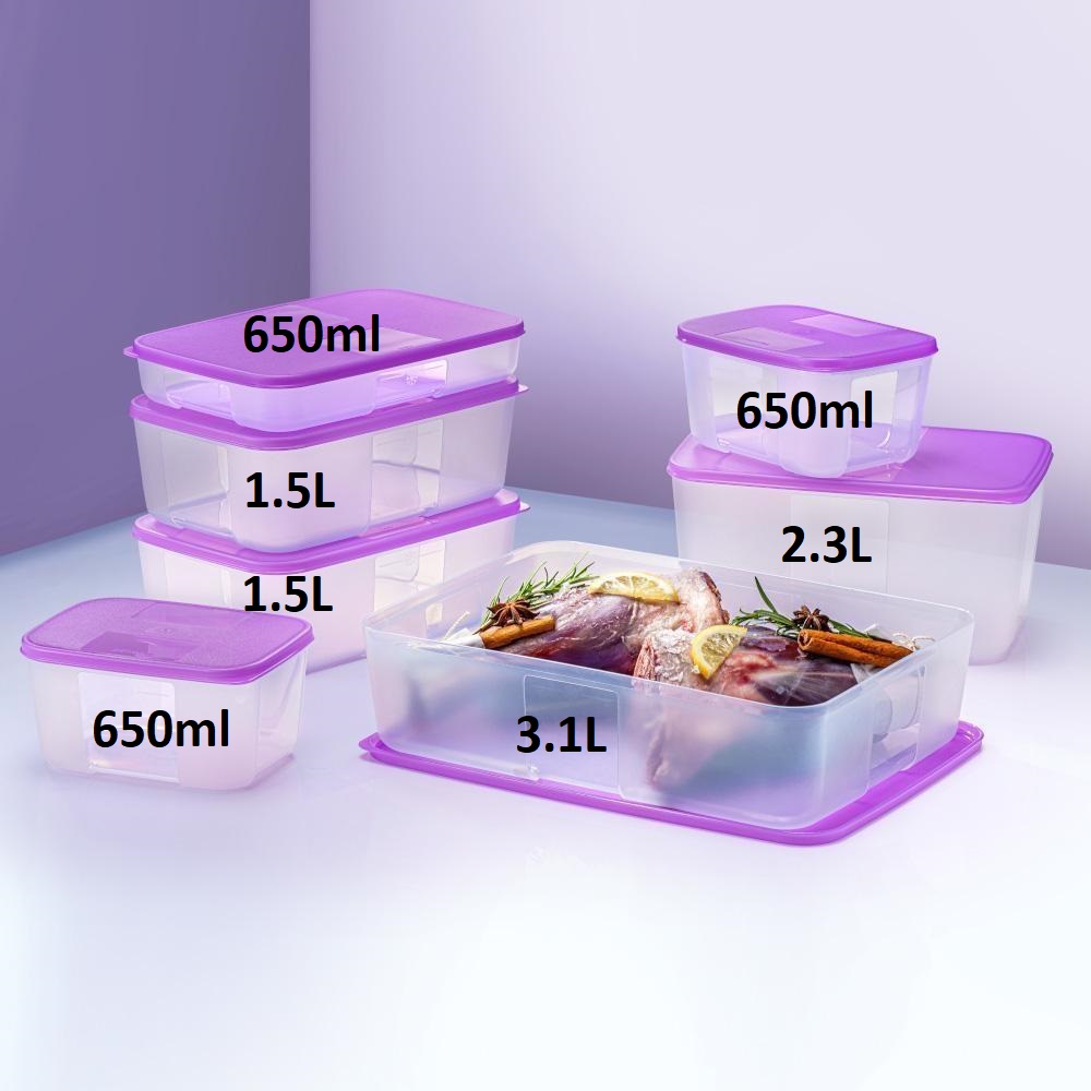 Bộ Hộp Tupperware Trữ Đông Freezermate Essentail (7 Hộp) - Hàng Chính Hãng