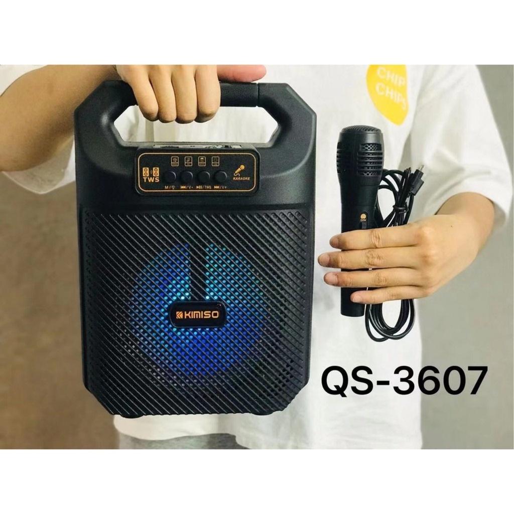 Loa Bluetooth Superbass Kimiso QS 3607 - Loa Nghe Nhạc Tặng Kèm Micro Hát Karaoke