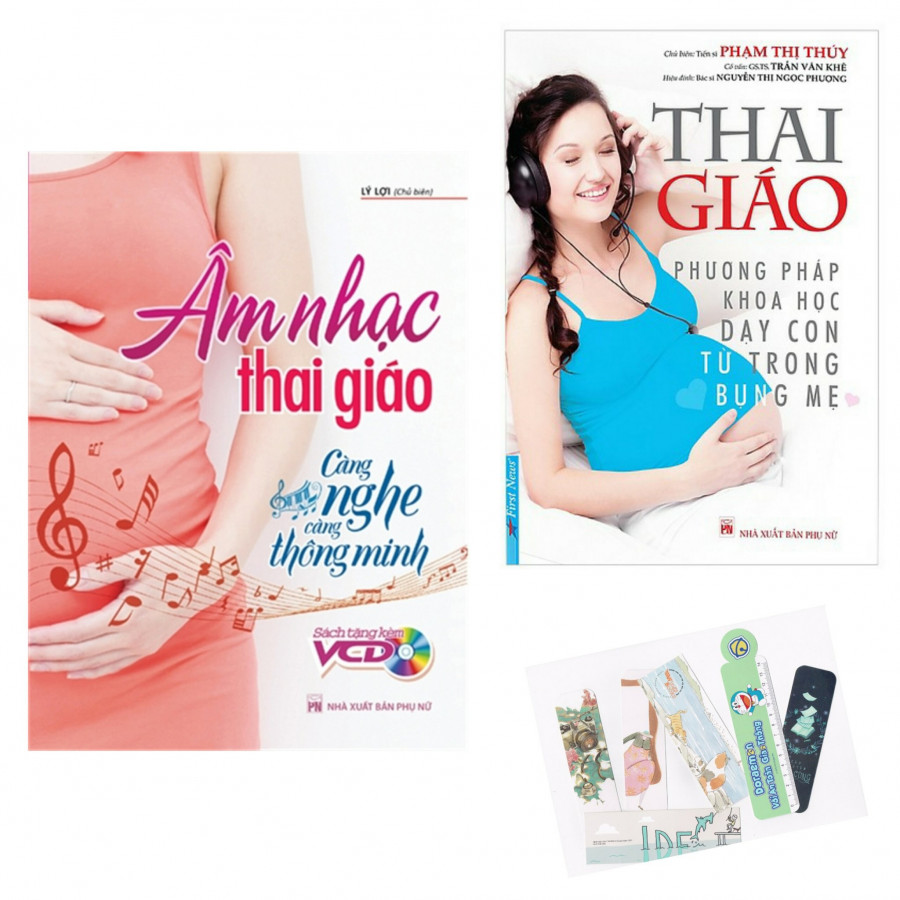 Combo Âm Nhạc Thai Giáo - Càng Nghe Càng Thông Minh + Thai Giáo Phương Pháp Khoa Học Dạy Con Từ Trong Bụng Mẹ + Tặng Kèm Bookmark AHA