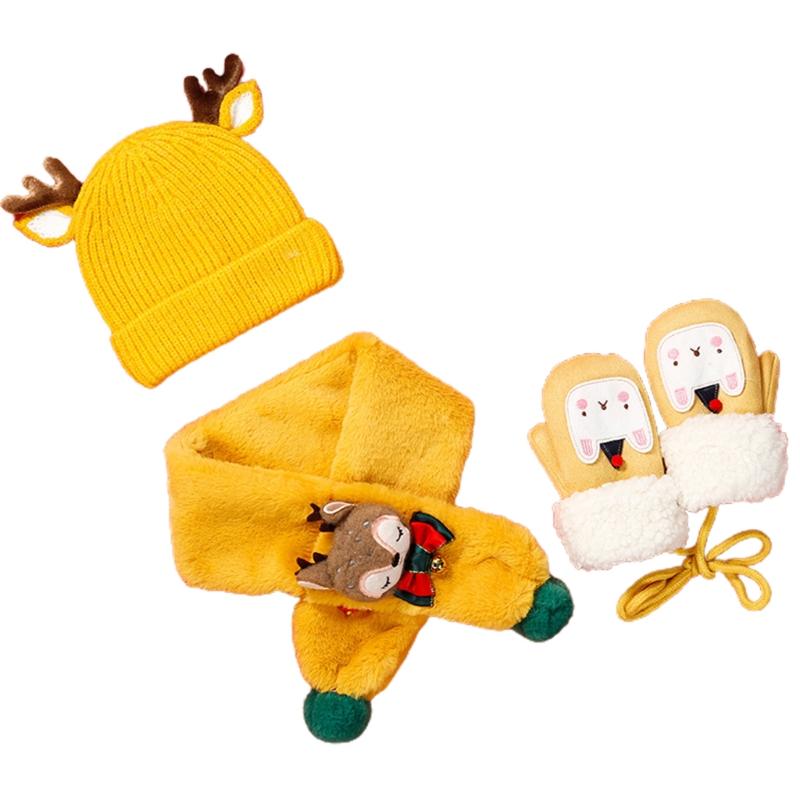 Mùa Đông Mũ Khăn Trẻ Em Găng Tay Hay Bé Găng Tay Cho Bé Với Sừng Hươu Cho Bé Trai Bé Gái Từ 1-3 Cho Bé khăn Phượt