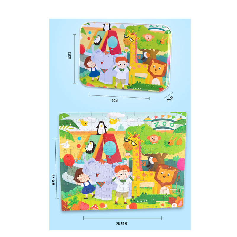Tranh ghép gỗ 120 mảnh/miếng hộp sắt, gỗ puzzle dành cho bé từ 4-8 tuổi