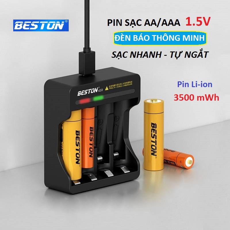 Pin Sạc Aaaaa Beston Chính Hãng 1.5V Kèm Bộ Sạc Nhanh Tự Ngắt Hàng Cao Cấp - Lẻ Bộ Sạc M7011