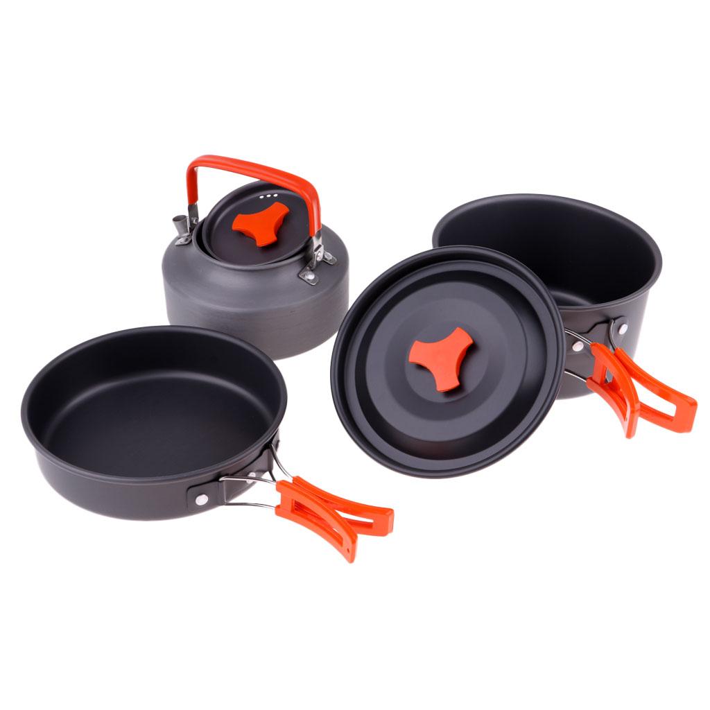 Bộ Nồi Chảo Ấm Siêu Tốc Cắm Trại Gấp Gọn 3 Trong 1