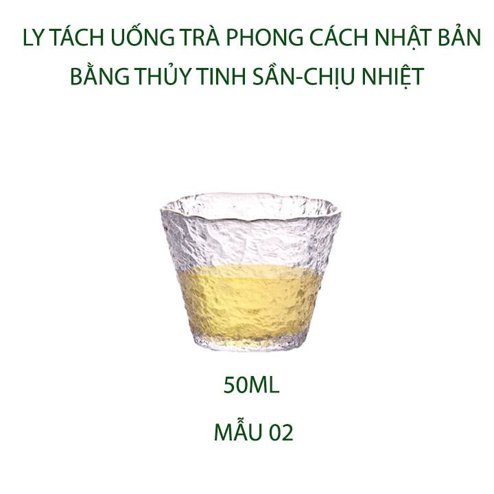 Ly tách uống trà cà phê 50ml bằng thủy tinh chịu nhiệt, sần theo phong cách Nhật Bản