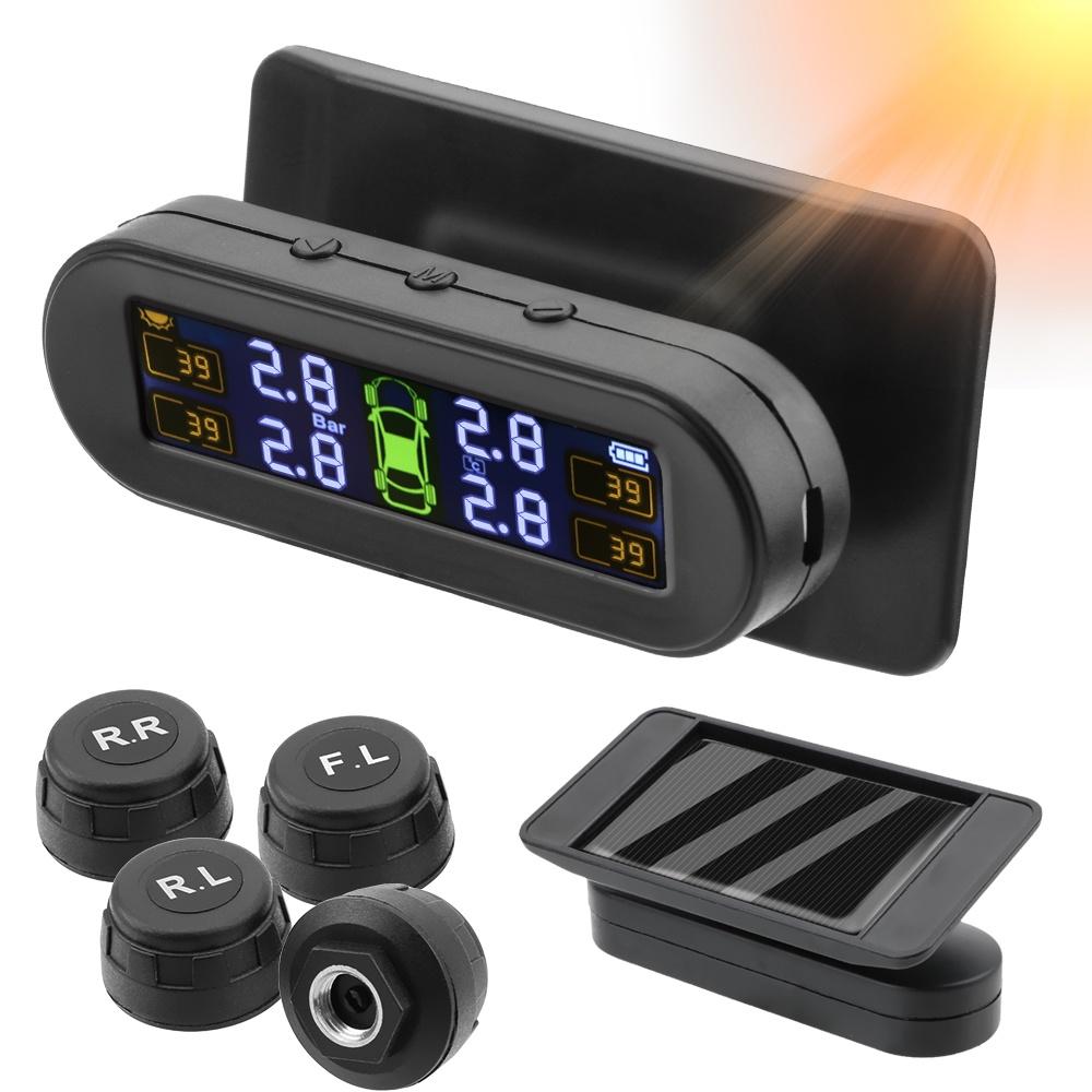 Hệ thống giám sát áp suất lốp xe hơi TPMS 4 cảm biến ngoài sử dụng năng lượng mặt trời