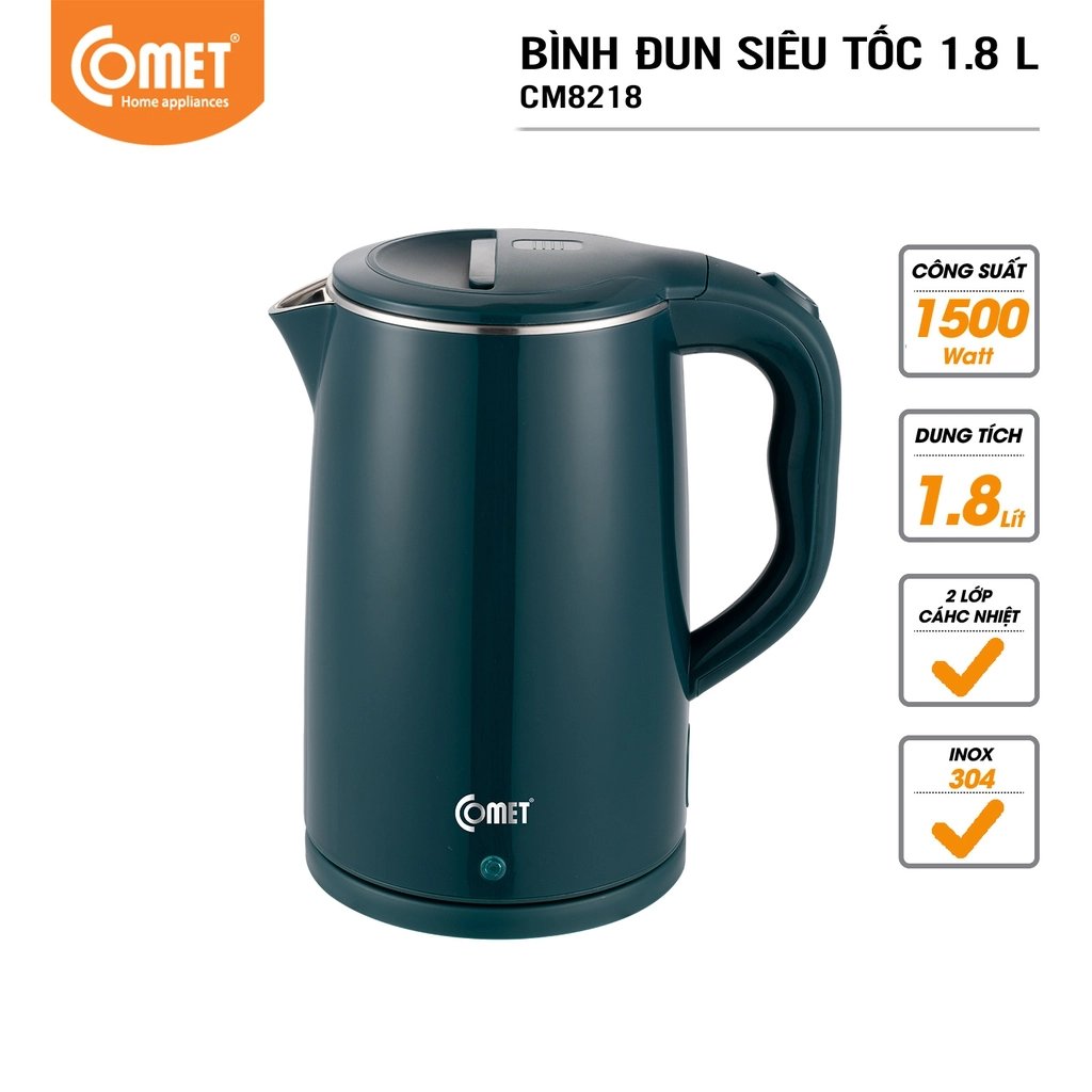 Ấm Đun Siêu Tốc Comet CM8218 - Màu Ngẫu Nhiên - Hàng Chính Hãng