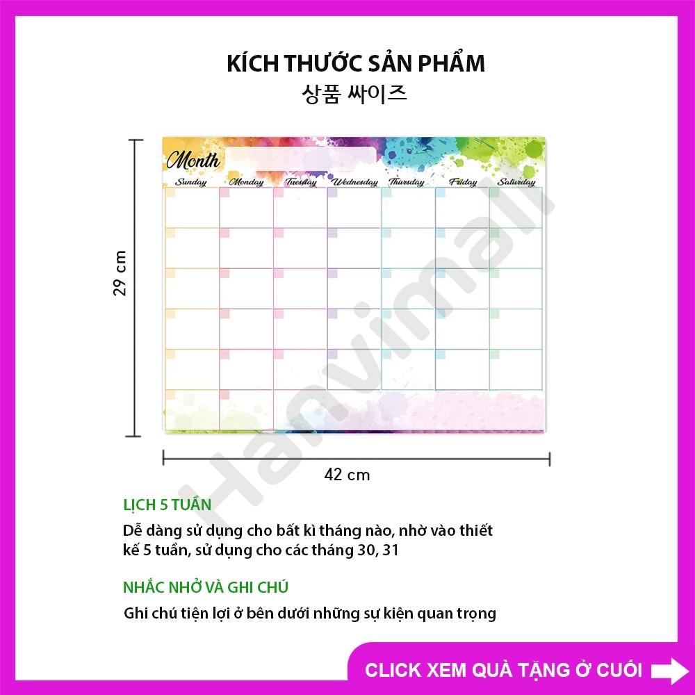 Lịch tháng từ tính (Kèm theo 4 bút dạ + 1 tẩy)