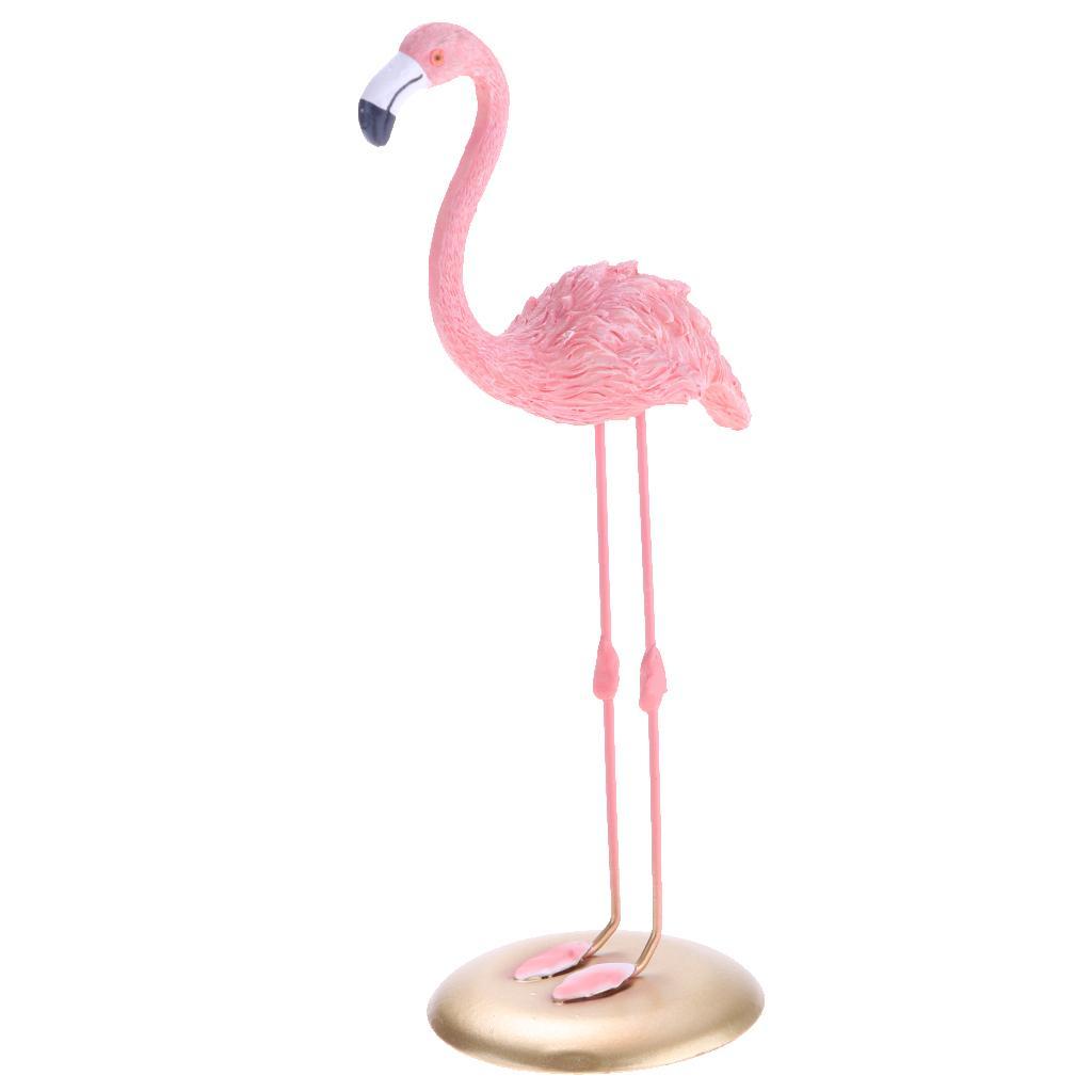 3pcs Flamingo Figurine Miniature Sculpture Glass Base Stand Table Ornament