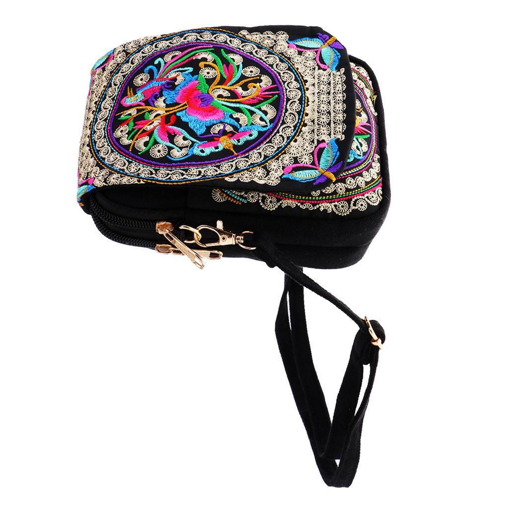 2 Pieces Embroidery Women Backpack Shoulder Bag Flower
