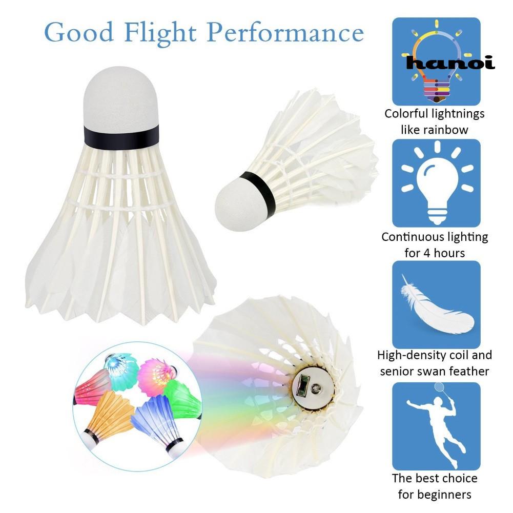 7Pcs LED Glowing Light Up Badminton Set Shuttlecock Birdies Night Lighting Ball