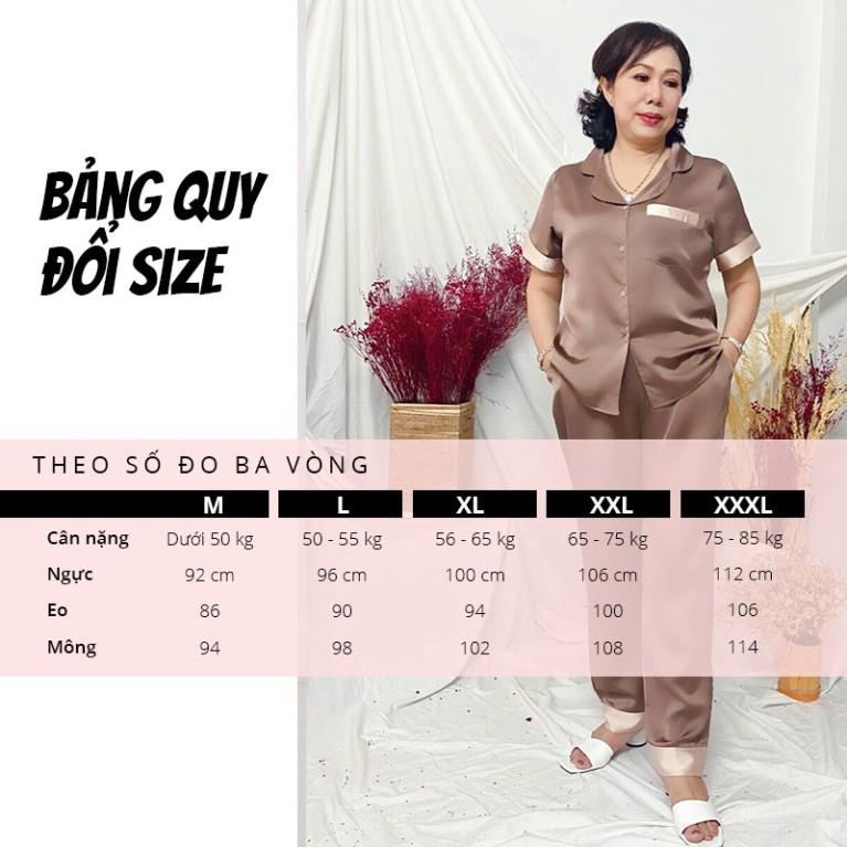 Đồ bộ mặc nhà trung niên SBORG pijama lụa satin phối nẹp sang trọng thoải mai de thương bigsize quà tặng mẹ