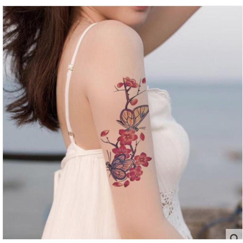 Combo 5 tấm hình xăm dán tattoo cao cấp 10x20cm CÁC LOÀI HOA ĐẸP (mua 2 combo tặng tấm đồng size)