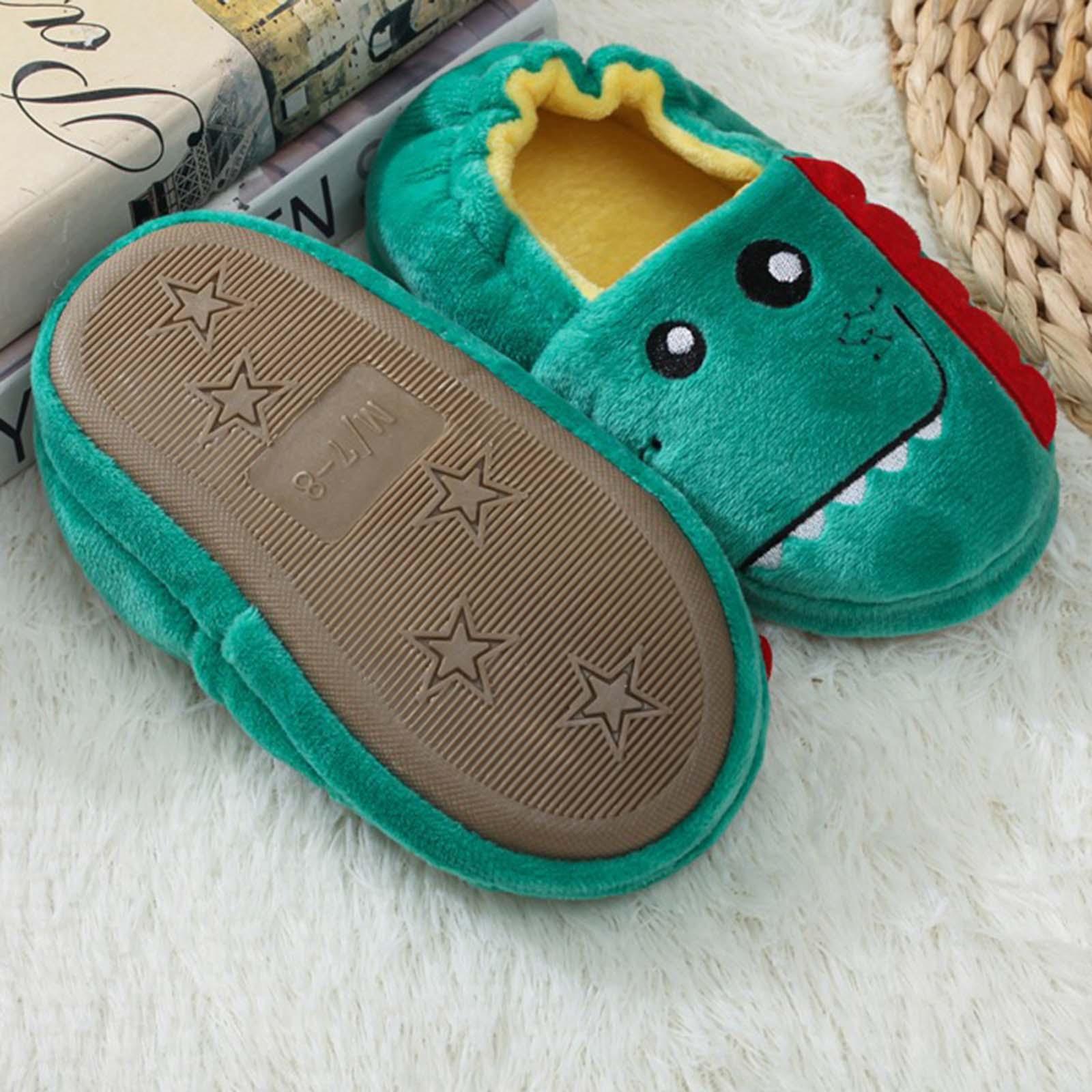 Dinosaur Shaped Slippers Soft Indoor Unisex Kids Boys Warm Shoes