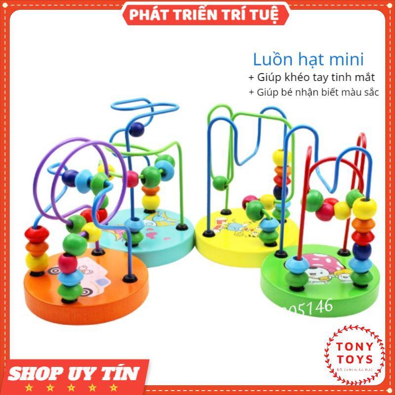 Đồ Chơi Gỗ Luồn Hạt Mini Nhiều Màu Giúp Bé Luyện Đôi Tay Khéo Léo