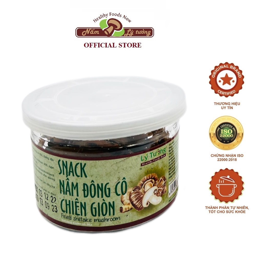 Snack Nấm Đông Cô Chiên Giòn Lý Tưởng 50g, Snack Ăn Vặt Healthy Từ Nấm Đông Cô Nguyên Chất, Sản Xuất Tại Việt Nam