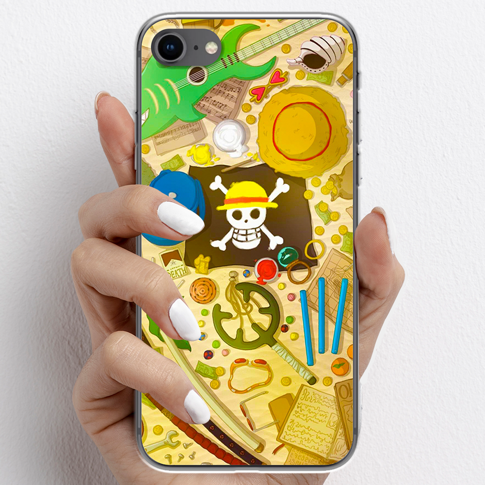 Ốp lưng cho iPhone 7, iPhone 8 nhựa TPU mẫu One Piece cờ đen