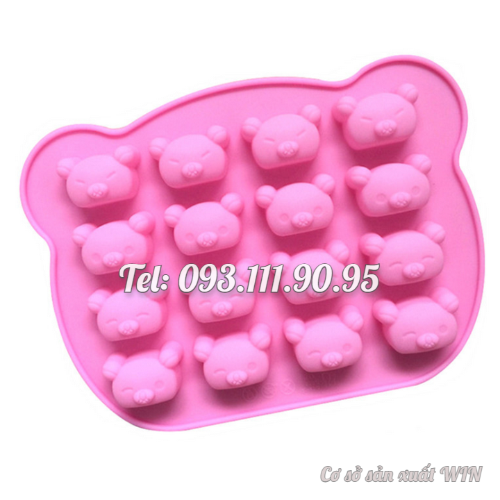 Khuôn silicon làm rau câu, kẹo dẻo, socola 16 gấu con - Mã số 1226