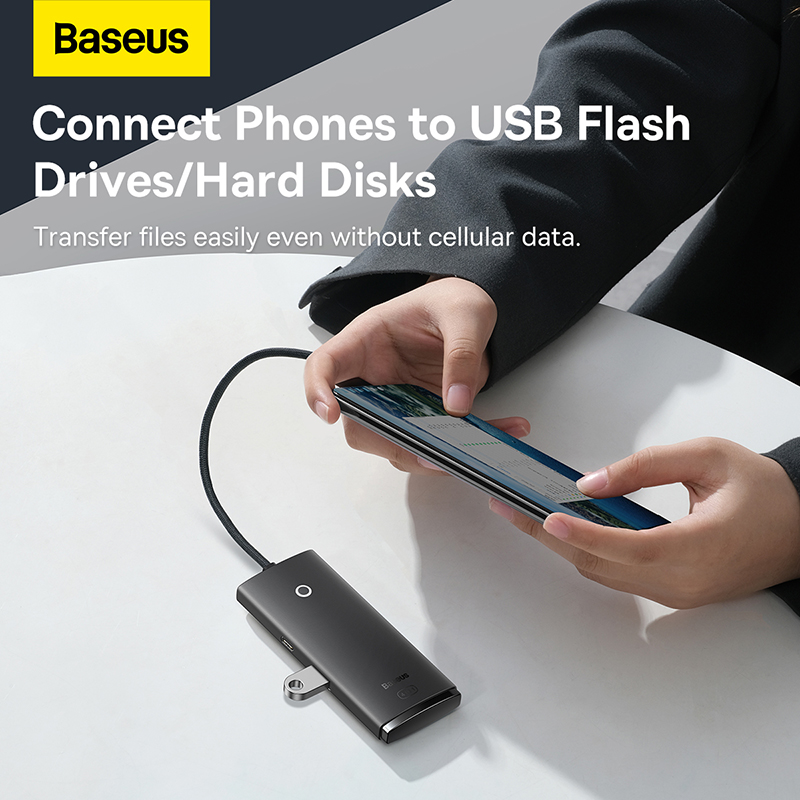 Hub Mở Rộng Kết Nối OS-Baseus Lite Series 4-Port Type-C HUB Adapter (Type-C to USB 3.0*4) (Hàng chính hãng)