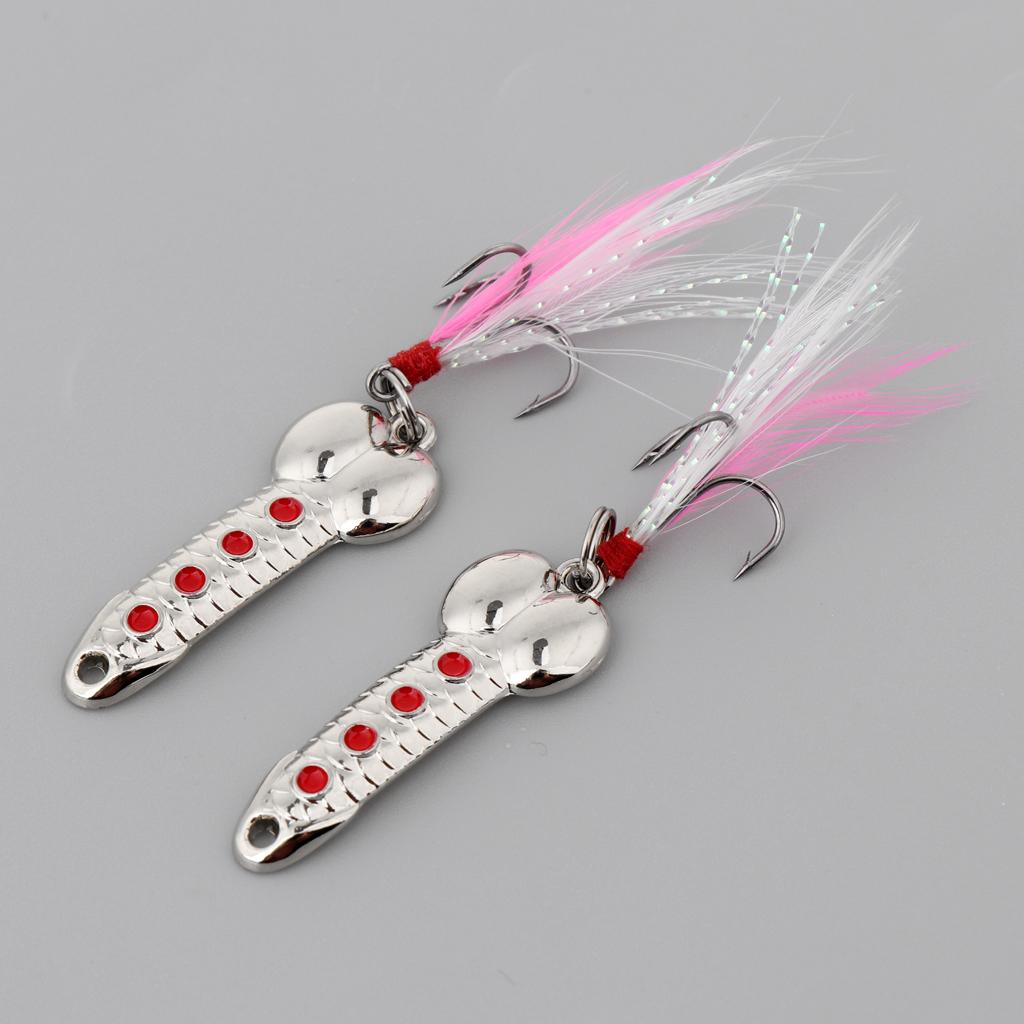 2pcs Metal Wobble Fish Lure Spoon Fishing Sequins Hard Bait Spinnerbaits 5g