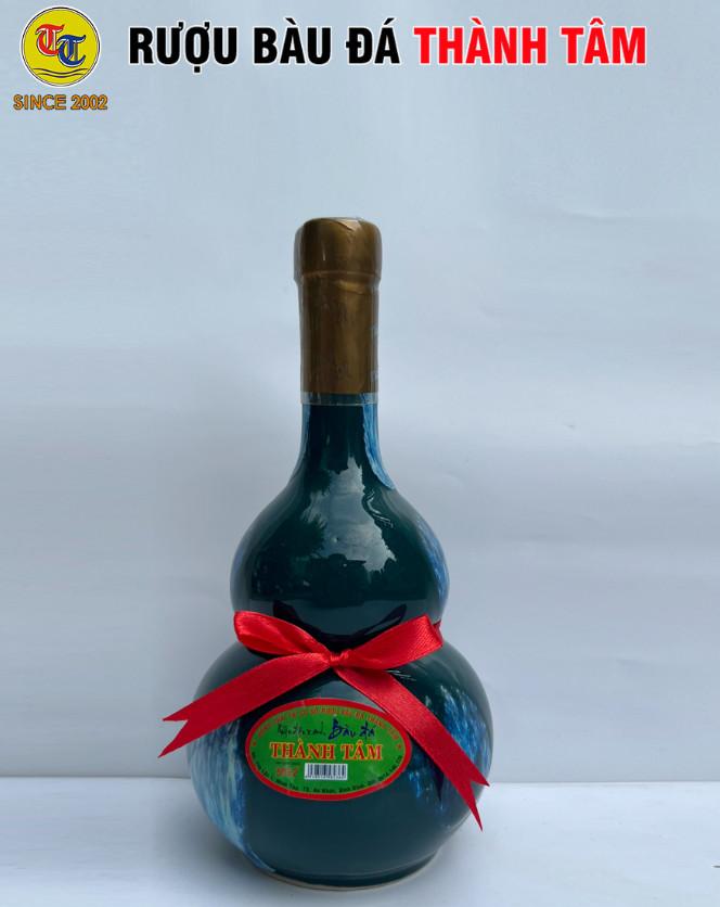 Hình ảnh Đặc Sản Bình Định - Rượu Bàu Đá Thành Tâm Hồ Lô Đậu Xanh (Màu xanh rêu) 350ml - OCOP 3 Sao