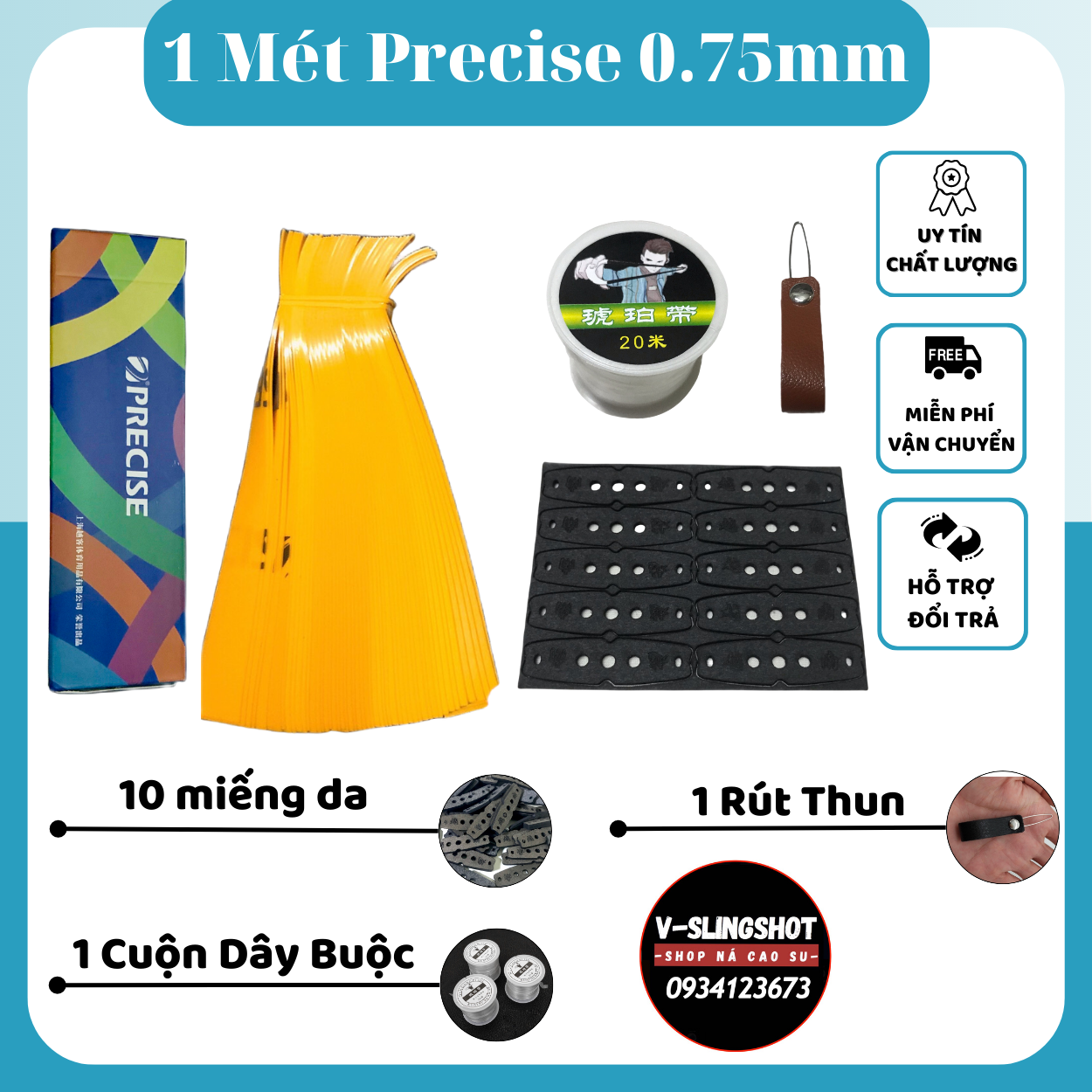 [Giá Rẻ] 1 Mét Dây Thun Precise 0.75mm V3 Màu Vàng