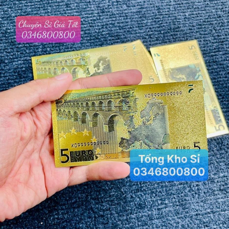 Tờ Tiền Kỉ Niệm 5 EURO Plastic Mạ Vàng Lì Xì Tết May Mắn