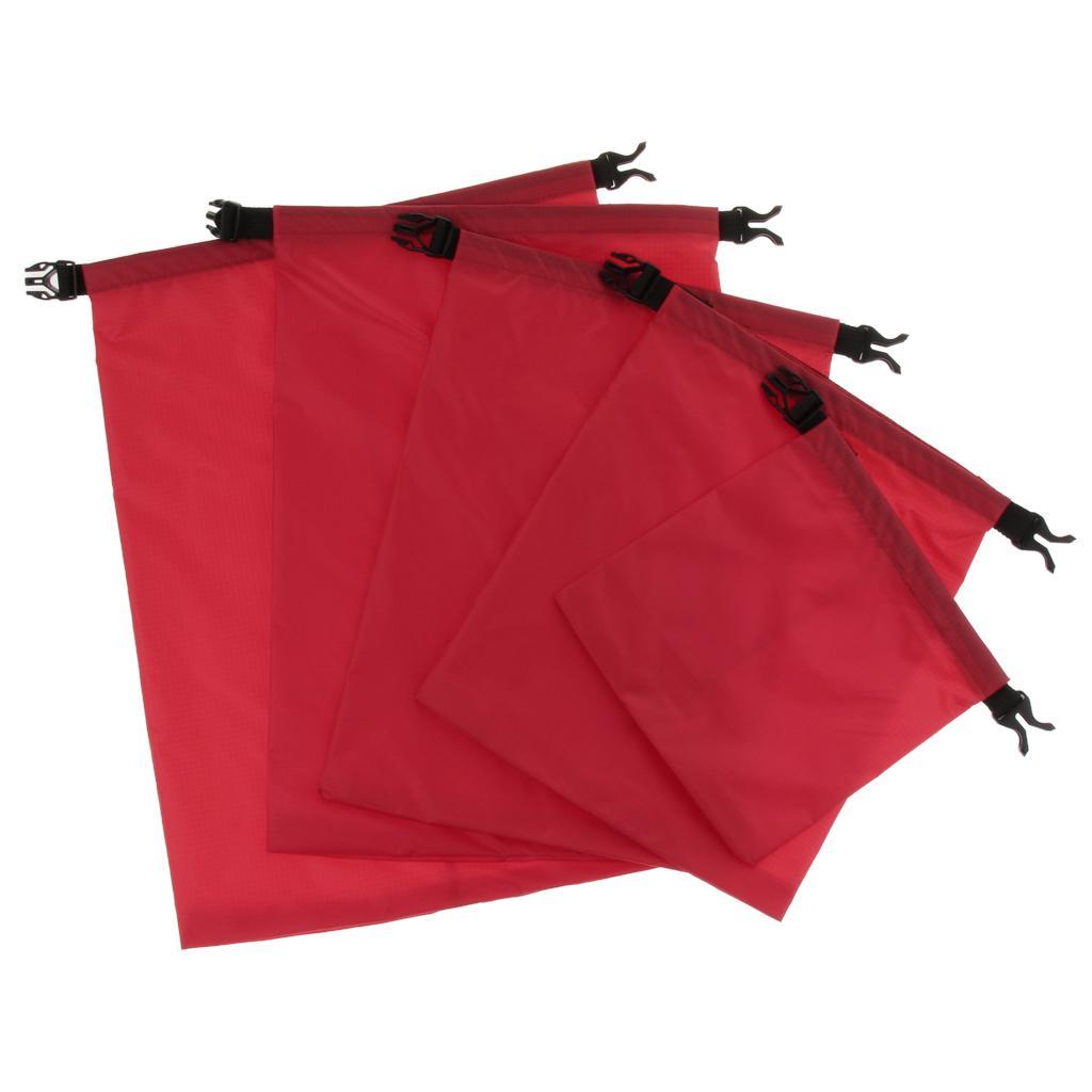 5 Sizes Set Waterproof Dry  Storage Pack Camping Rafting pack Red