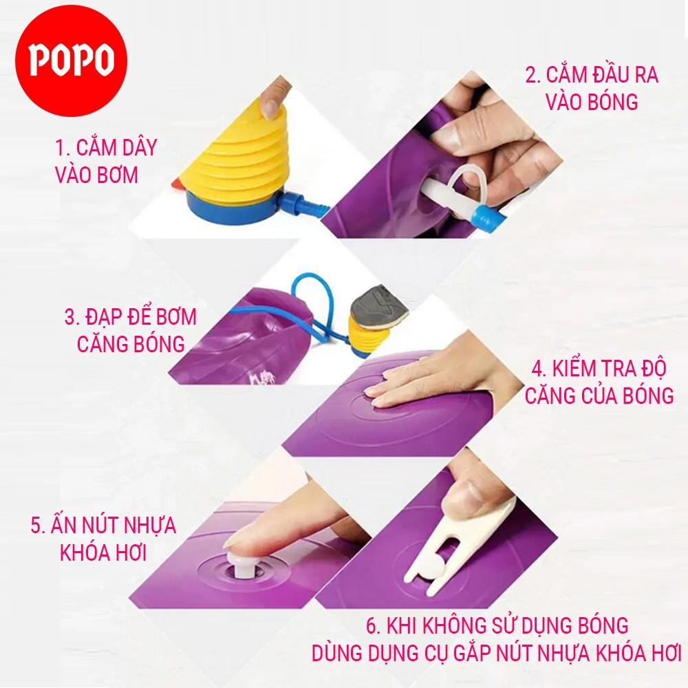 Bóng tập Yoga POPO bóng chất liệu silicon tập yoga trơn đường kính 25, 55, 65, 75 cm