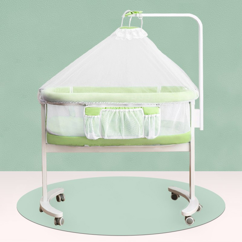 Giường Cũi kề giường em bé đa chức năng, gấp gọn, có bánh xe và màn