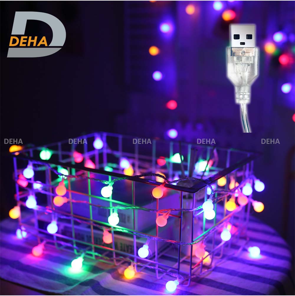 [Nguồn USB] Dây đèn led trang trí bóng tròn trơn độc đáo nguồn usb luôn sáng màu vàng nắng, nhiều màu cao cấp, tinh tế decor phòng, quấn cây, tráng trí lễ Tết