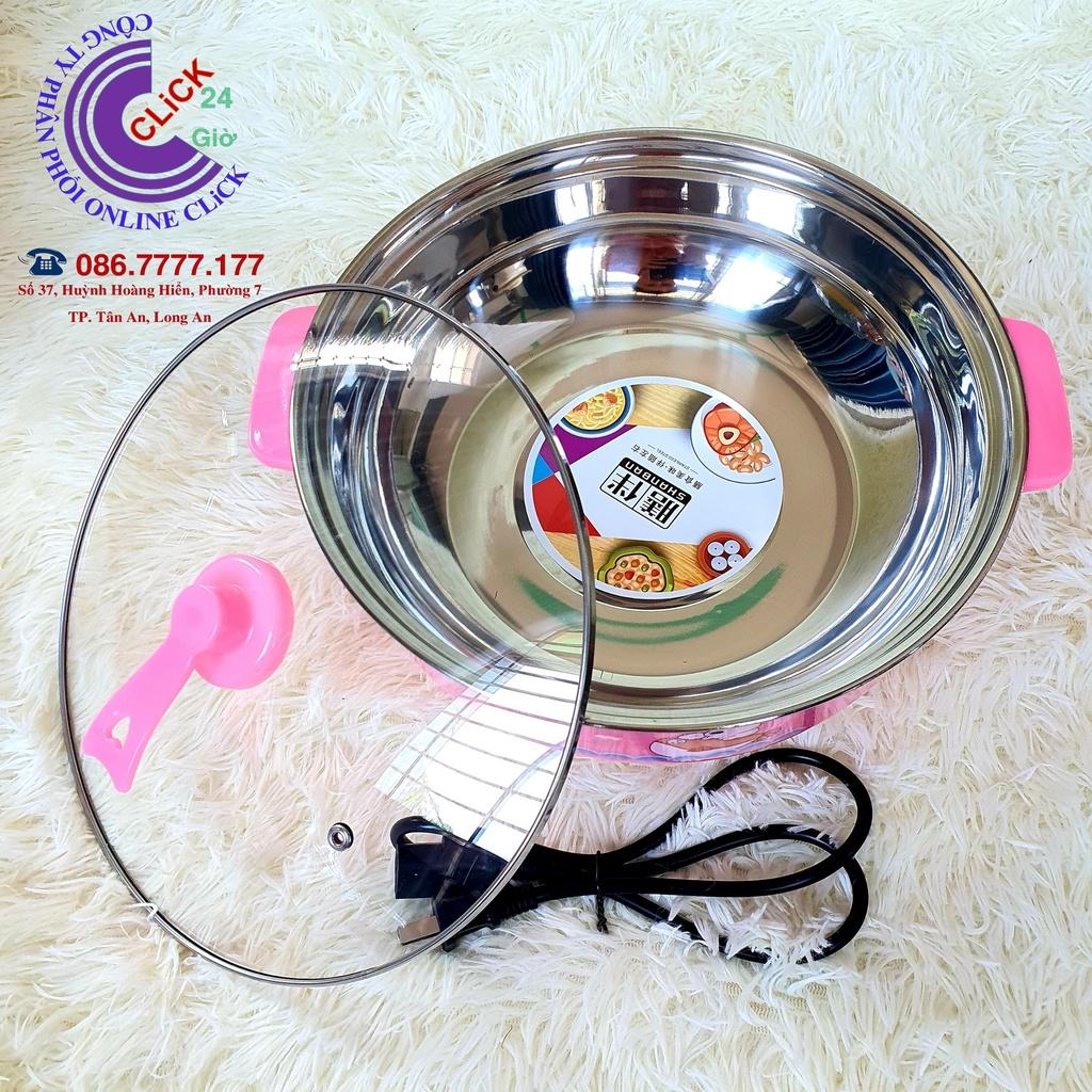 NỒI LẨU ĐIỆN NIKA NẮP KÍNH SIZE 28, NẤU MÌ, CÓ THỂ LÀM NỒI XÔNG HƠI, SỬ DỤNG ĐA NĂNG THIẾT KẾ ĐẸP BỀN BỈ