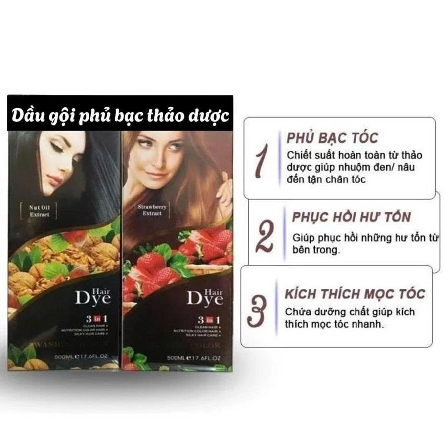 Dầu Gội Phủ Bạc Cho Nam Nữ Chai 500ml – An Toàn, Không Hại Tóc