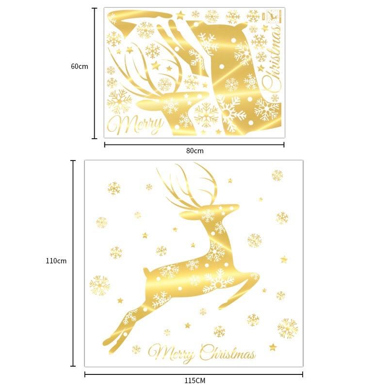 Decal trang trí Noel - Tuần Lộc Ánh Vàng cao cấp