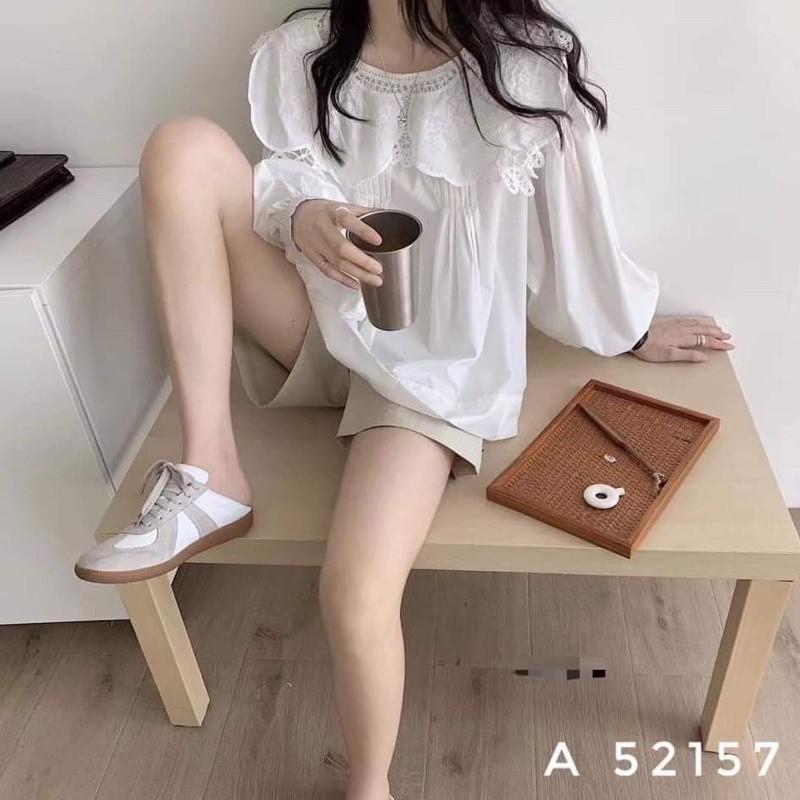 Áo sơ mi trắng cổ sen ren ulzzang xinh xắn