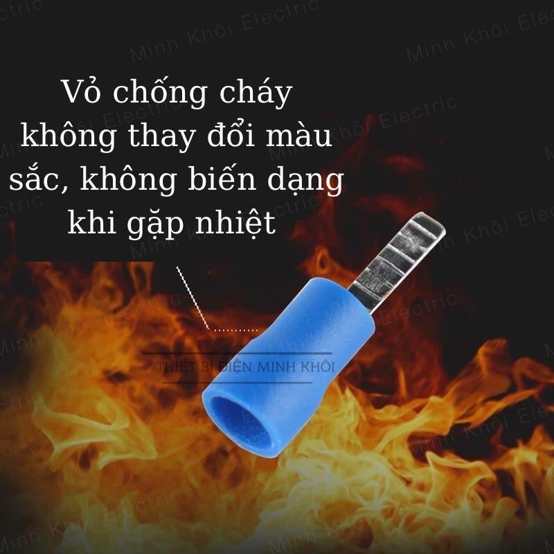 Cos Kim Dẹt Bọc Nhựa 100c, cos pin dẹp, đầu cốt kim dẹp, cốt pin dẹt nối điện