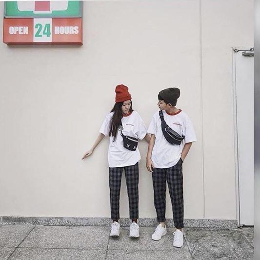 Quần baggy sọc caro