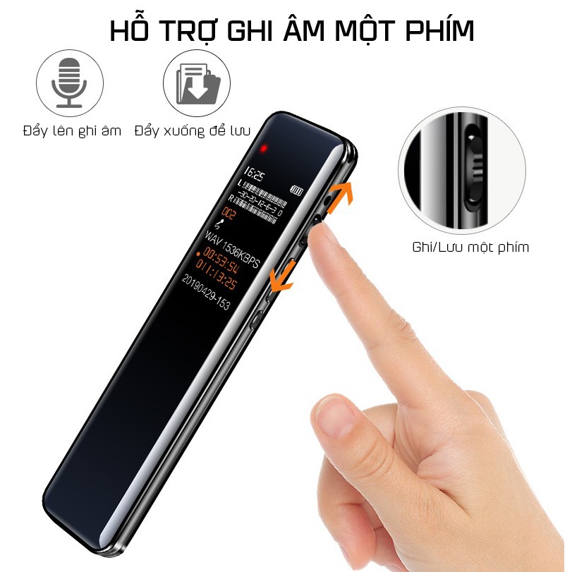 Máy Ghi Âm Chuyên Nghiệp A618 ROM 8GB Âm Thanh 360 Giảm Tiếng Ồn Hỗ Trợ Ghi Âm Chất Lượng Cao 3072KBPS