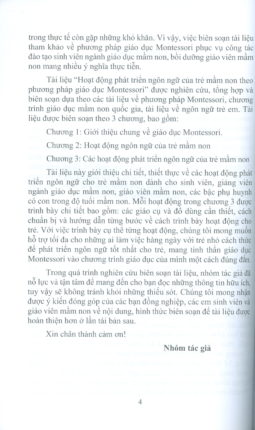 Hoạt Động Phát Triển Ngôn Ngữ Của Trẻ Mầm Non Theo Phương Pháp Giáo Dục Montessori