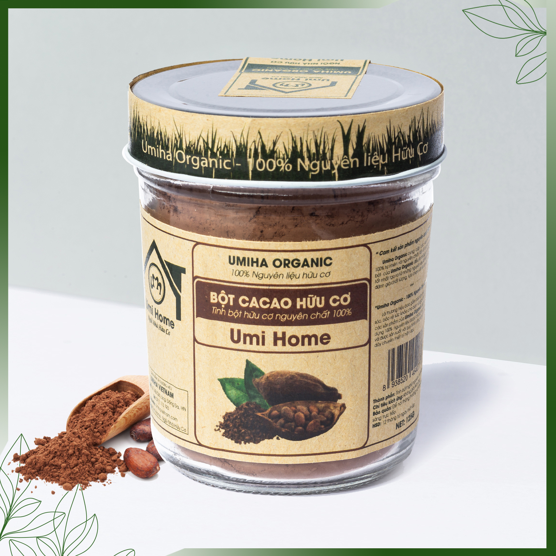 Bột Cacao Nguyên Chất UMIHOME (135g) - Bột đắp mặt dưỡng trắng da loại bỏ thâm nám hiệu quả tại nhà