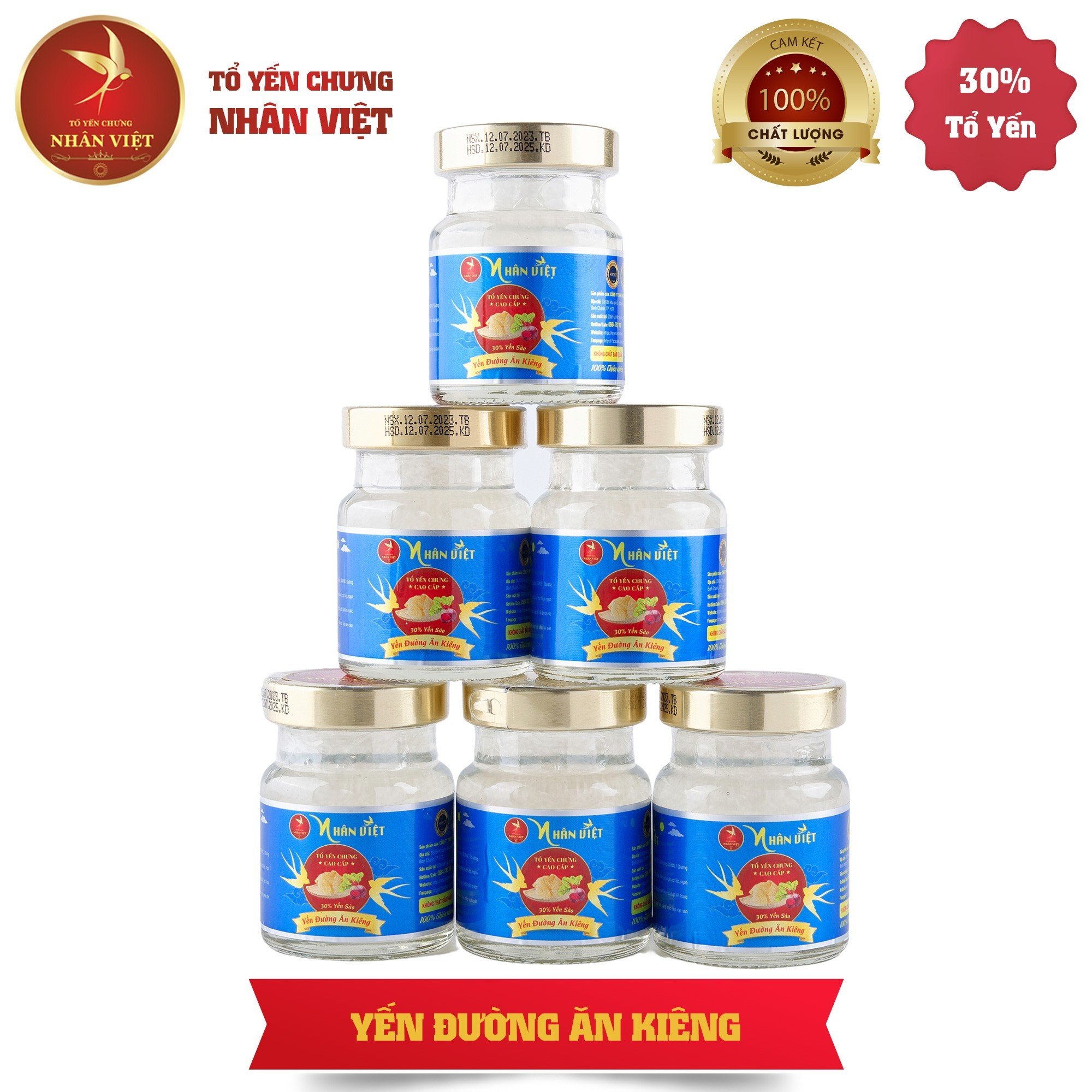 Yến Sào Chưng Đường Kiêng Nhân Việt 30% Yến Hũ 70ml