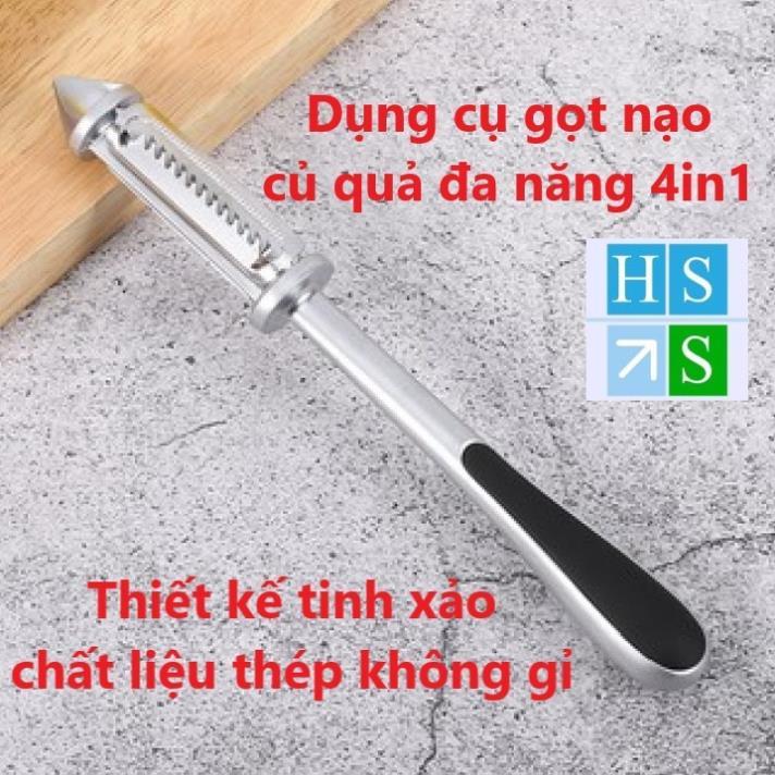 DỤNG CỤ GỌT NẠO BÀO CỦ QUẢ thép không gỉ dao gọt vỏ trái cây inox đa năng 4 in 1 tiện dụng -