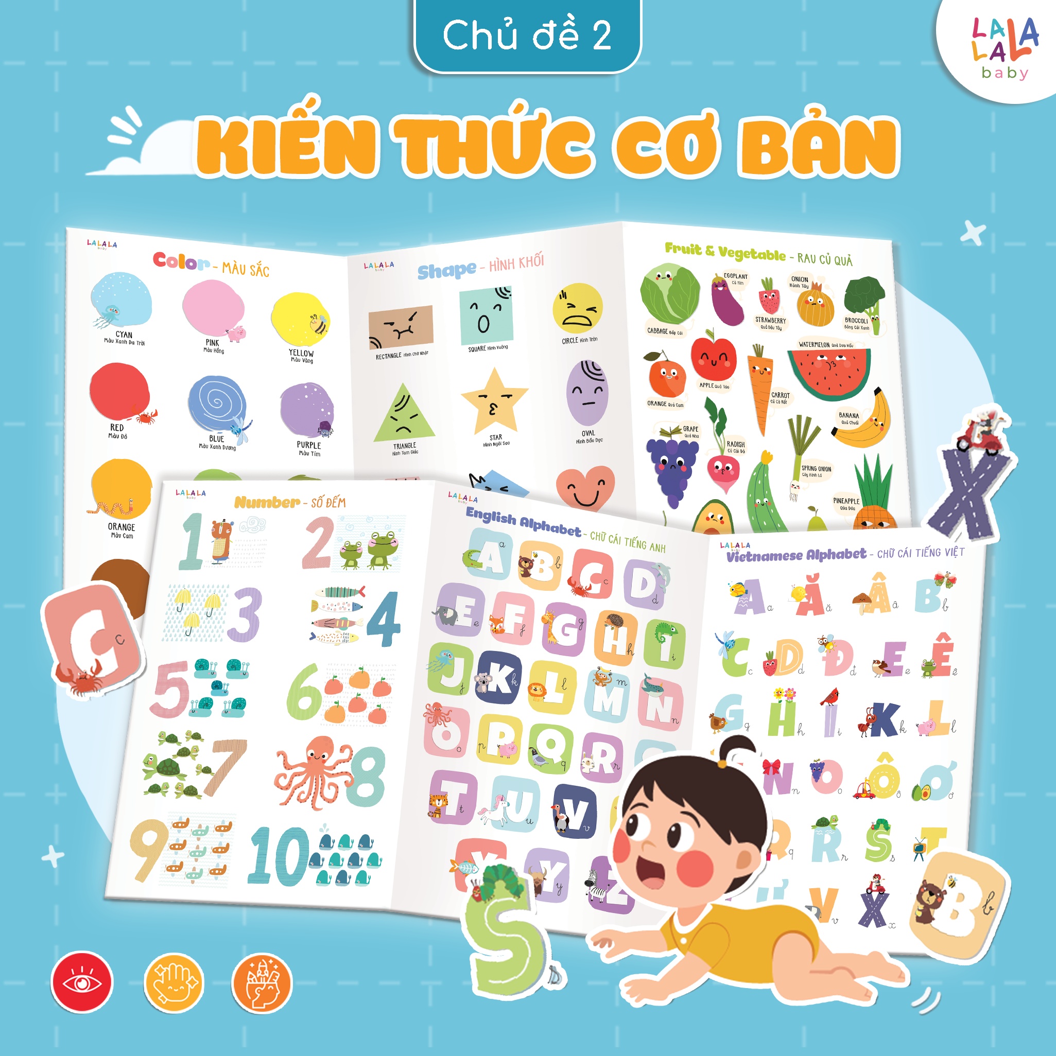 Đồ Chơi Giáo Dục Bảng Gấp Thông Thái Cho Bé Học Song Ngữ Anh Việt – Lalala Baby