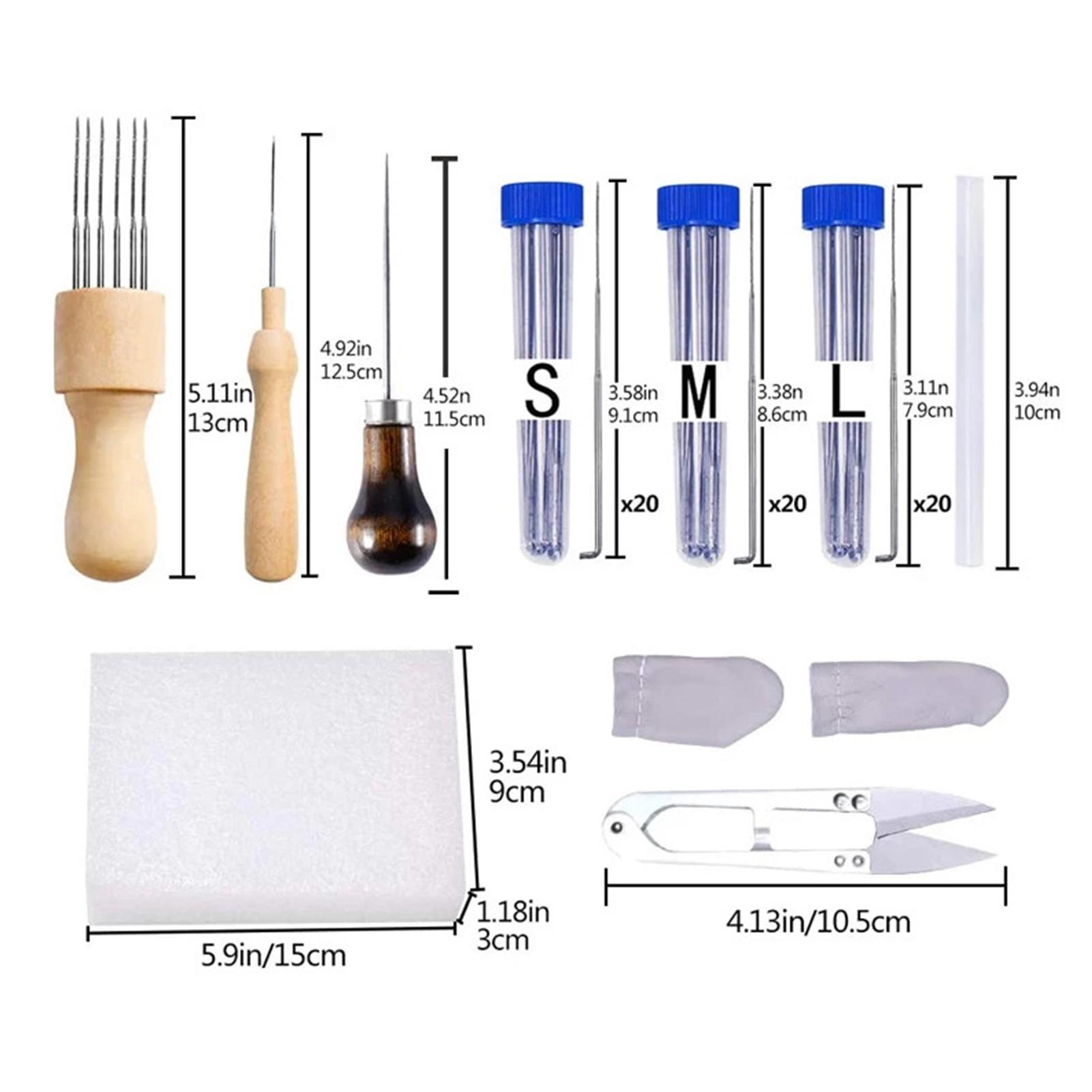 Bộ dụng cụ đan vải nỉ bao gồm kim dùi cán gỗ kéo cắt sợi tự làm thủ công