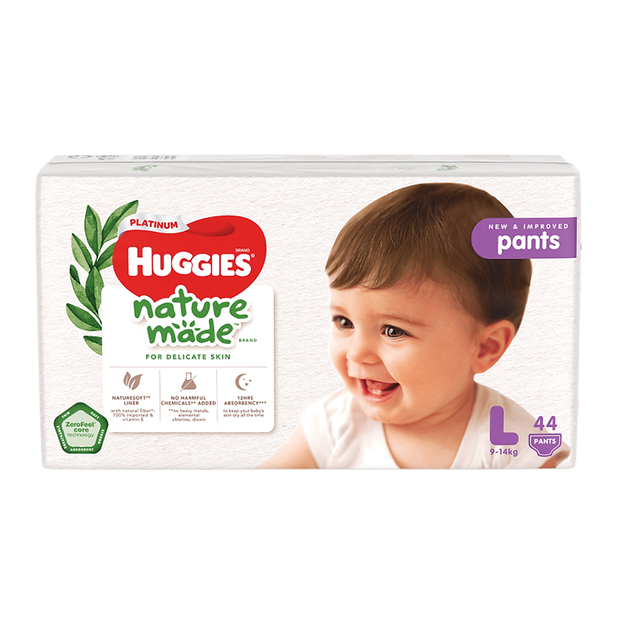 Tã Quần Siêu Cao Cấp Huggies Platinum Nature Made L44 (44 Miếng)