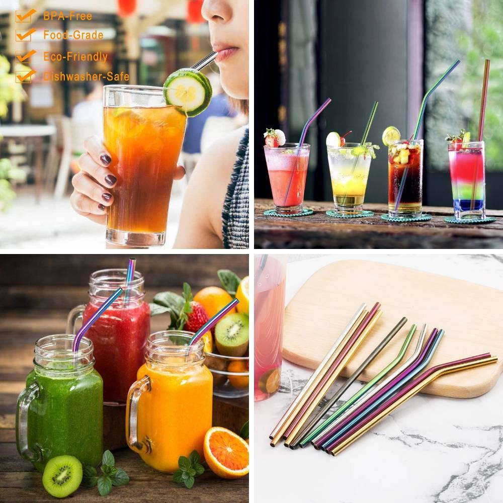 Ống Hút Thẳng / Cong Bằng Thép Không Gỉ 304 Kèm Cọ Vệ Sinh